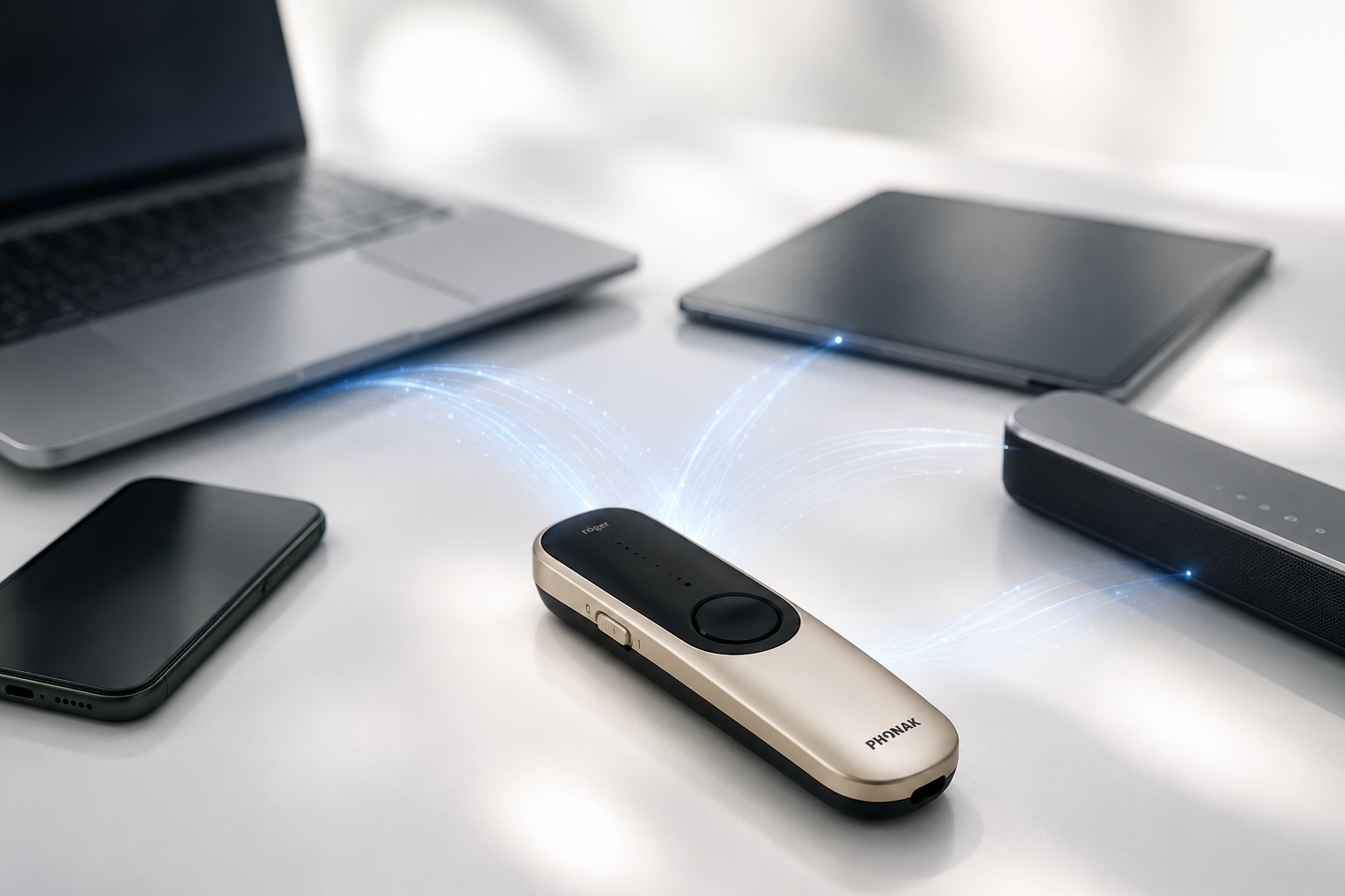 Roger Select conectado para Bluetooth, chamadas e multimídia